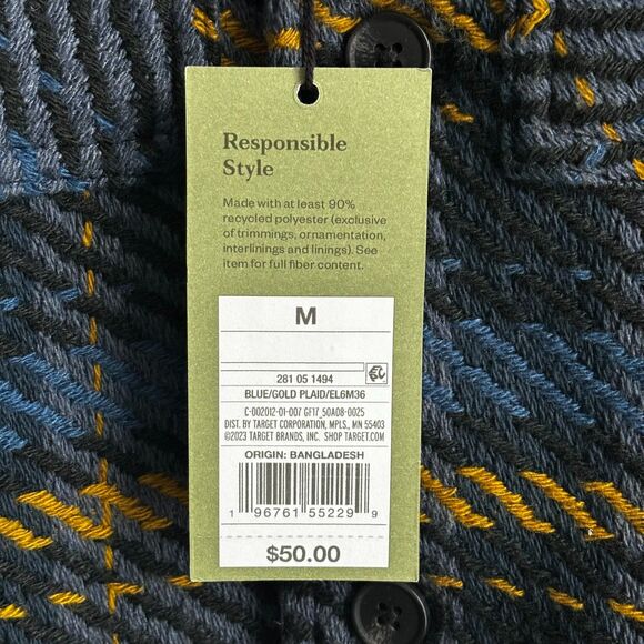 Goodfellow & Co Men's Thick Plaid Woven Shacket In Navy blue Medium - Picture 2 of 12